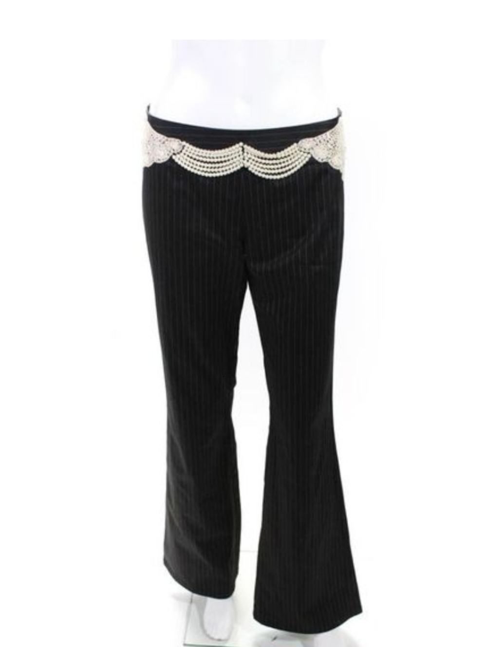 Esther Chen Navy Blue Cotton Wide Leg Embellished Trousers – Size 14 L, 39" - Picture 10 of 10